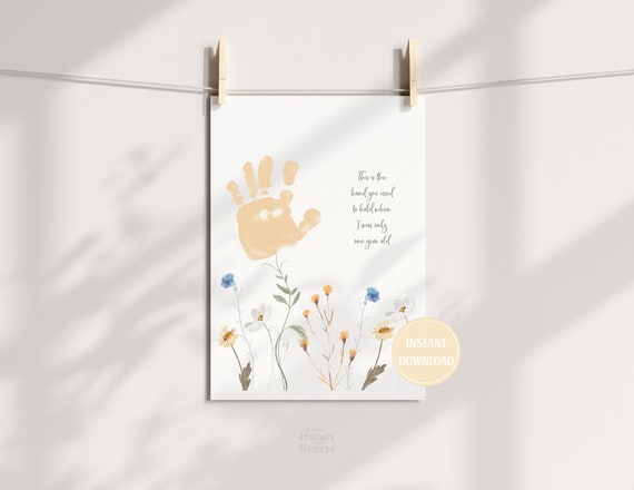 One Year Old Handprint Craft Toddler Handprint Art Baby Handprint DIY Toddler Handprint Art Gift for Mothers Grandparents Keepsake