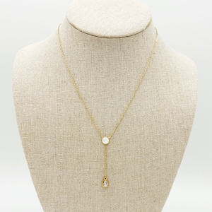 14 K gold-plated necklace real gold with gemstone and mother of pearl pendant made of stainless steel I InfinityGold