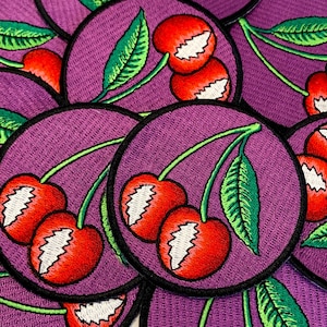 Double Cherry and Bolt Embroidered Patch - 3” inches!