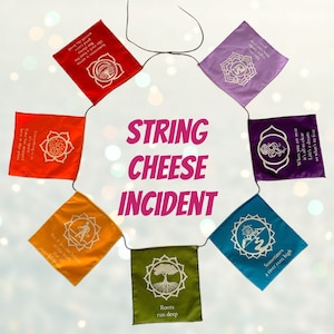 String Cheese Incident Lyric & Icon Chakra Prayer Flags! Small and Large Sizes