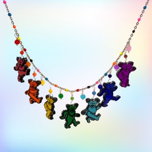 RainbowAcrylic Dancing Bear Necklace