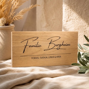 Oak door sign, personalized door sign made of oak wood, entrance sign including custom engraving, house sign