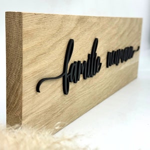 Personalized wooden sign, 3D family name sign oak, wedding gift, wooden sign including desired engraving, entrance sign for living area image 2