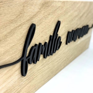 Personalized wooden sign, 3D family name sign oak, wedding gift, wooden sign including desired engraving, entrance sign for living area image 3