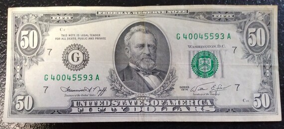 Vintage 1974 50 Dollar Bill