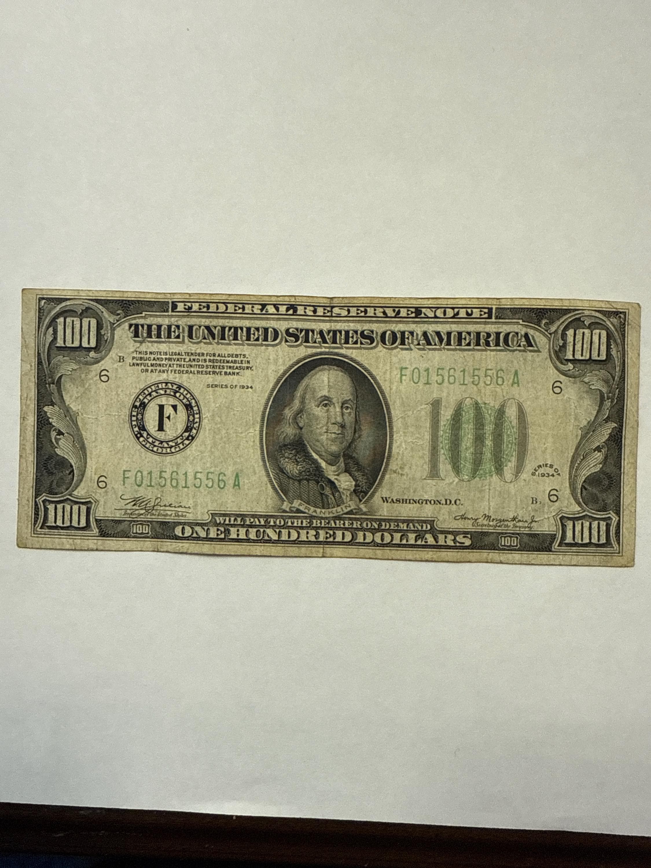 1934 Series F 100 Dollar Federal Reserve Atlanta - Etsy