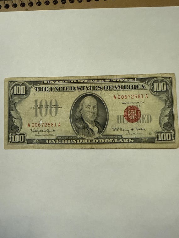1966年 100ドル札（赤印） - Etsy 日本