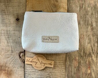 Small Pouch - White Faux Tooled