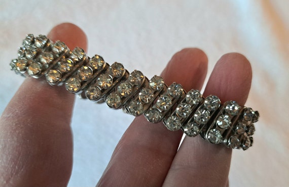 Vintage MidCentury Rhinestone Bracelet, Stretch S… - image 8