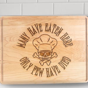 Funny Chef Skull Cutting Board: Engraved Goth Kitchen Decor