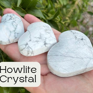 Polished Howlite Puffy Heart Crystal - Large Natural Worry Stone for Pocket or Palm Worry Stone