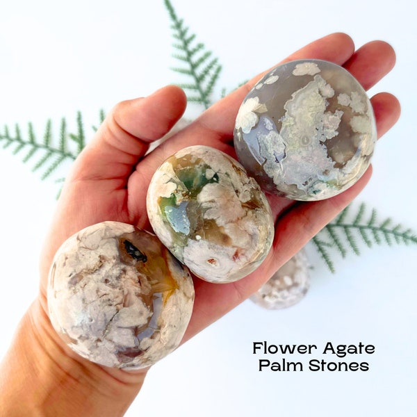 Flower Agate Palm Stone Large Worry Stone Natural Flower Agate Large Flower Agate Crystal Palm Stone Pocket Stone You Choose Crystal Gift
