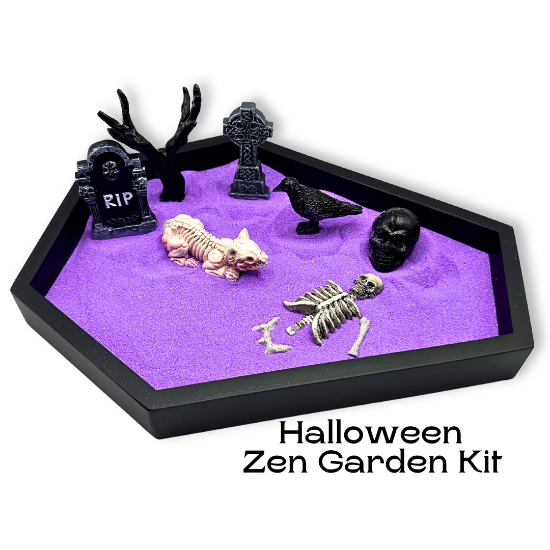 Coffin Zen Garden Kit Halloween Zen Garden Spooky Desk Decor Desktop