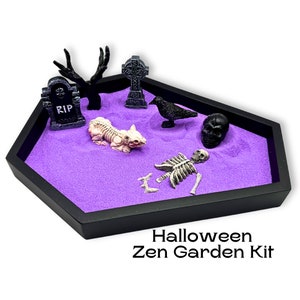 Coffin Zen Garden Kit Halloween Zen Garden Spooky Desk Decor Desktop Sand Garden Goth Desk Decor Macabre Decor Cubicle Decor Coffin Decor