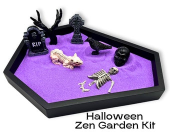 Coffin Zen Garden Kit Halloween Zen Garden Spooky Desk Decor Desktop Sand Garden Goth Desk Decor Macabre Decor Cubicle Decor Coffin Decor