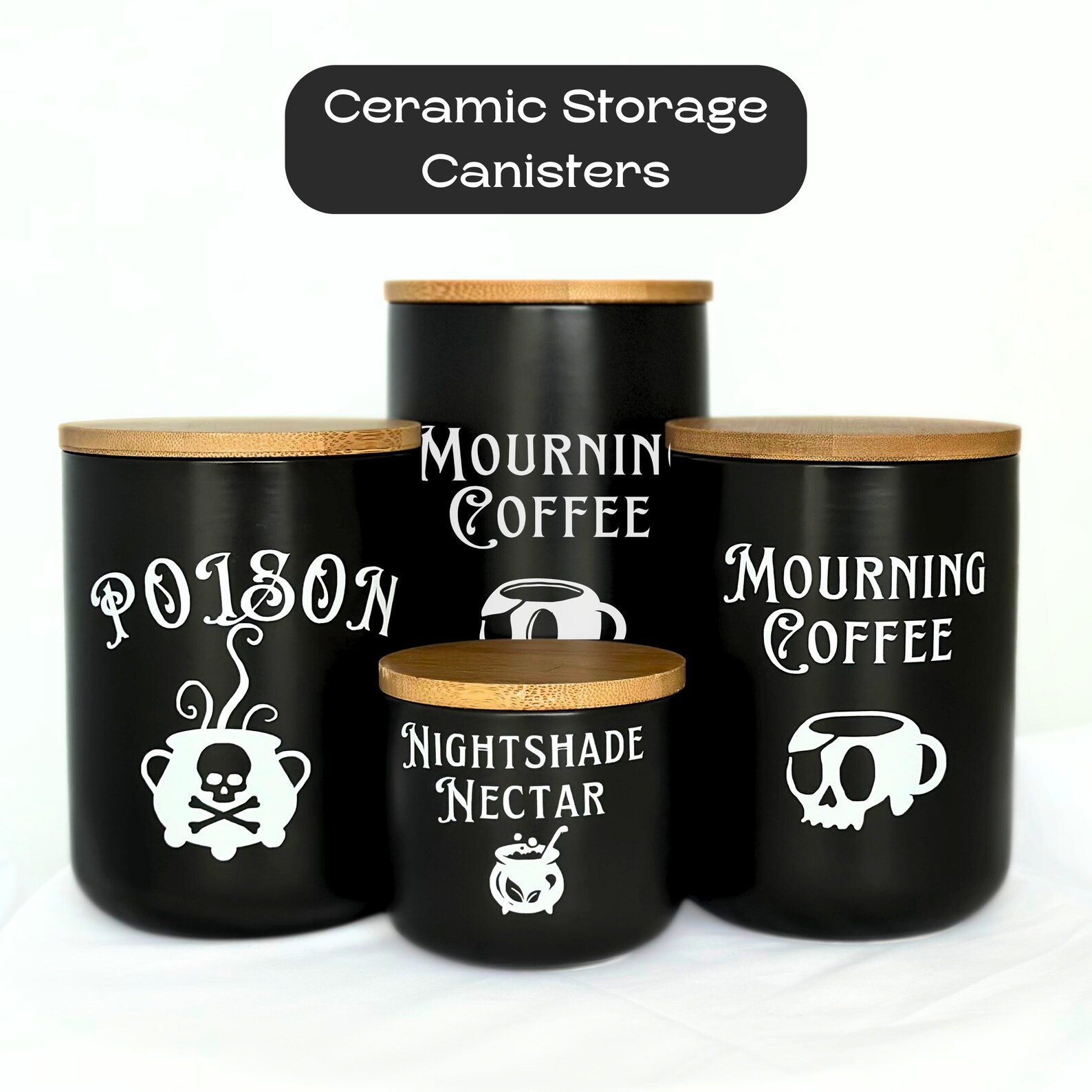 Goth Kitchen Storage Canister Ceramic Coffee Station Canister Etsy