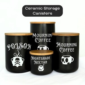 Goth Kitchen Storage Canister Ceramic Coffee Station Canister Gothic Kitchen Decor Spooky Kitchen Storage Jar Coffee Bar Decor