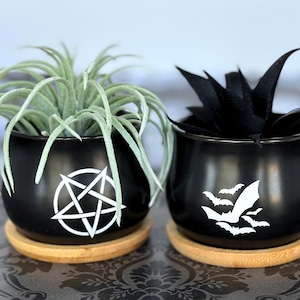Cauldron Planter Halloween Planter Goth Planter Pot Ceramic Mini Witch Planter Succulent Planter Cute Desk Decor Spooky Plant Pot with Drain