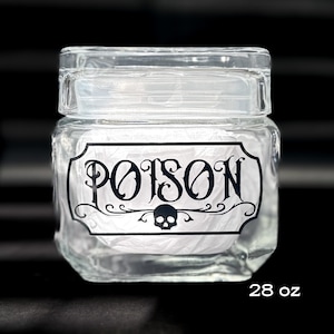 Goth Kitchen Storage Canister Poison Jar Sugar Bowl Spooky Storage Canister  Glass Jar Gothic Kitchen Halloween Sugar Jar Skull Container