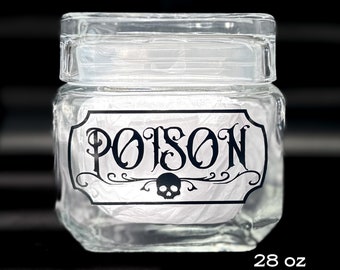 Goth Kitchen Storage Canister Poison Jar Sugar Bowl Spooky Storage Canister  Glass Jar Gothic Kitchen Halloween Sugar Jar Skull Container