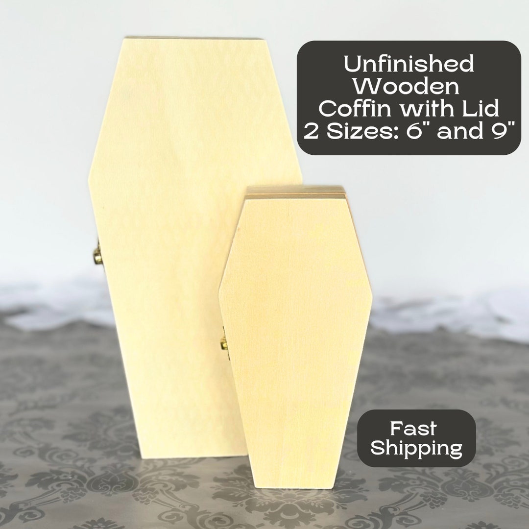 Wood Coffin Unfinished Wood Coffin Box Coffin Decor Goth Trinket Box Coffin Goth DIY Jewelry Box