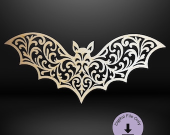 Gothic Flourish Bat SVG: Halloween Laser Cut Template (Digital Download)