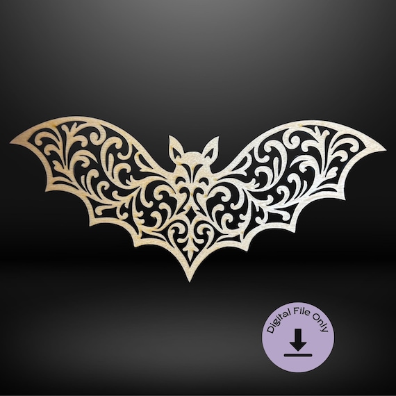 Gothic Flourish Bat SVG: Halloween Laser Cut Template (Digital Download)