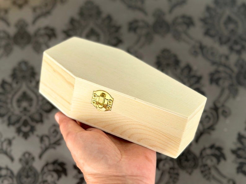 Woodpeckers 6 Inch Mini Coffin Box - Unfinished Pine Wood Craft Coffin For Halloween