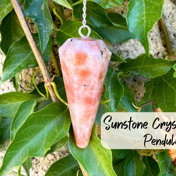 Sunstone Crystal Pendulum Crystal Chain Pendulum Sunstone Pendant Sunstone Necklace Crystal Gift Sunstone Jewelry Dowsing Pendulum Faceted