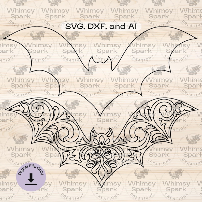 Filigree Bat SVG Laser Cut File: Gothic Baroque Wall Art (digital ...