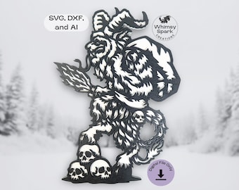 Krampus Laser Cut File, Gothic Christmas Decor SVG (Digital Download)