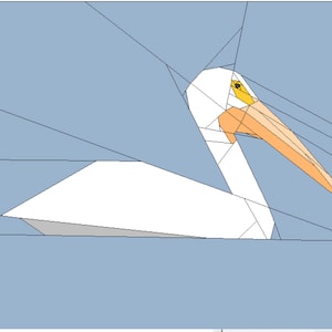 Pelican - Carta da parati Foundation Paper Piecing (FPP) Dimensioni finali 7"x10"