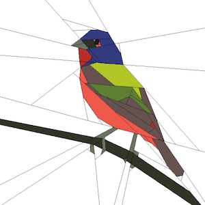 Painted Bunting - Foundation Paper Pieced pattern 10&quot;x9&quot; block -  FPP