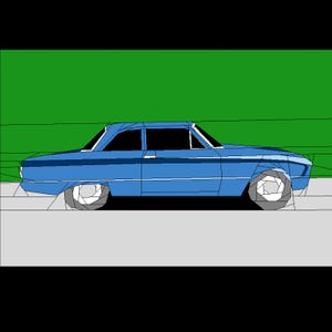 Ford Falcon de 1961 - Coche clásico - Dificultad avanzada - Patrón de patchwork con papel base - Bloque de 35,5 cm x 22,8 cm - FPP