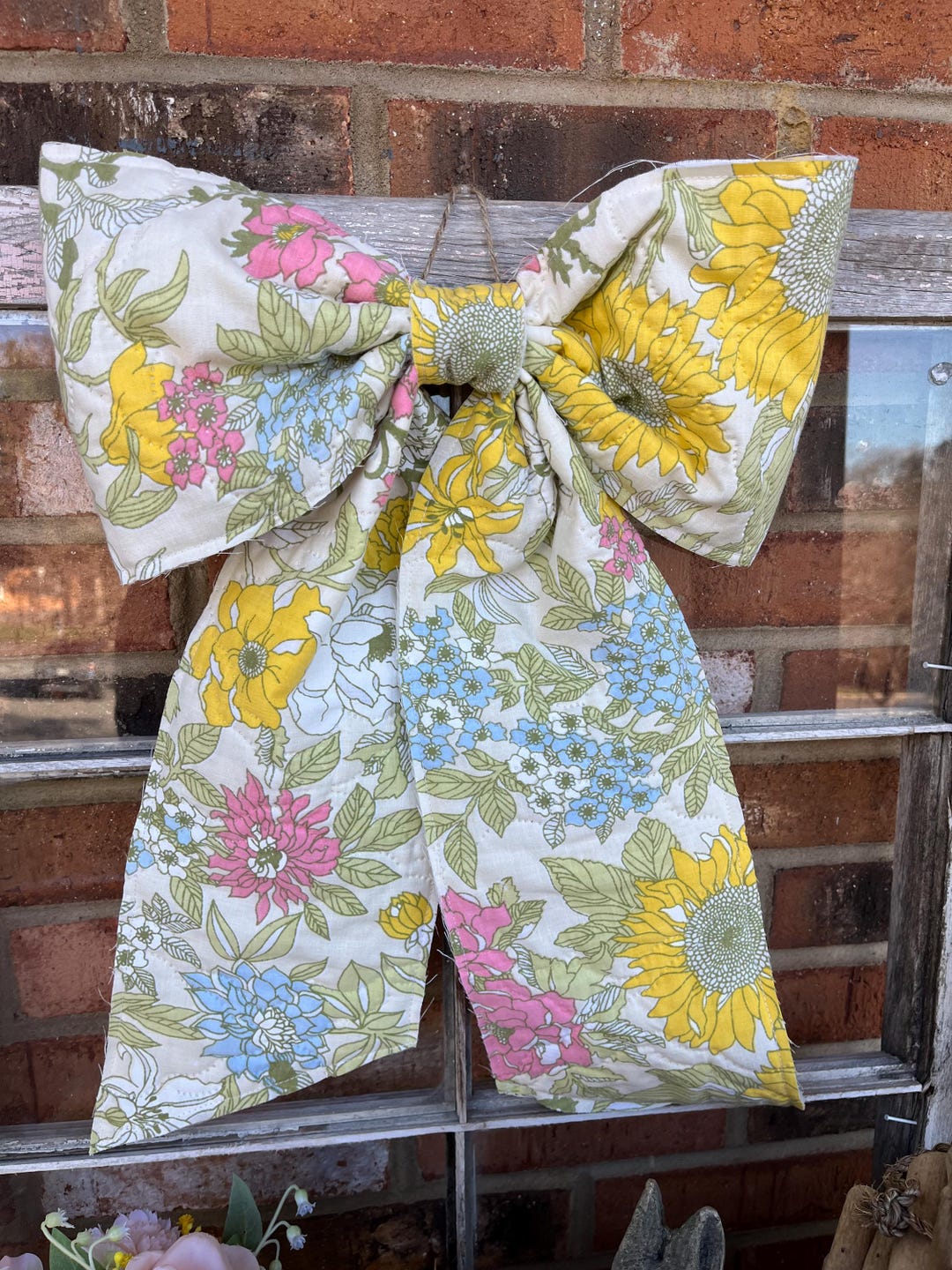 Handmade Scrappy Floral Vintage Comforter Quilt Bow - Spring & Easter ...