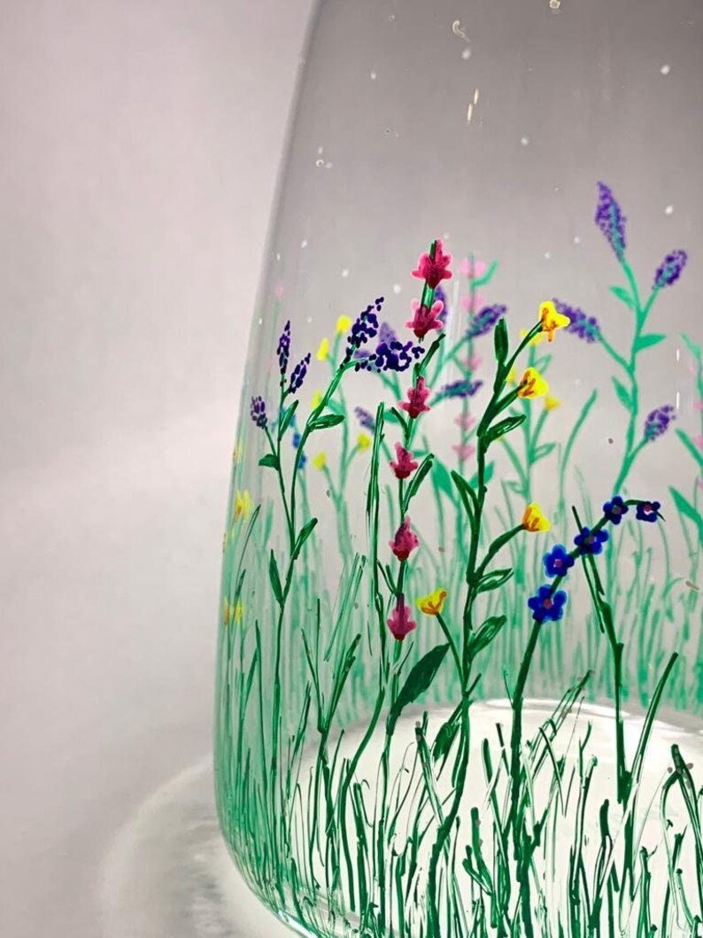 Handpainted Glass Flower Vase Etsy