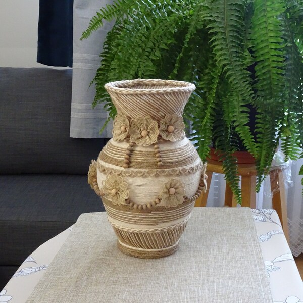 String Wrapped Vase Twine Wrapped Vase - Etsy