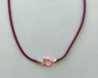 Bright Pink Paracord with Pink Clasp Necklace: colorful summer accessory