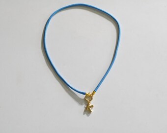 Blue personalized paracord  necklace| trendy fashion jewelry| beach necklace with bubble letter| friendship accessory| summer fashion|