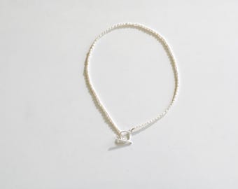 Artisan Handcrafted Rice Seed Pearl Sterling Silver Necklace Unique Fun Fashion Jewelry