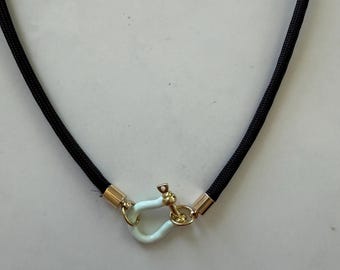 Brown Paracord with Mint horseshoe clasp Necklace: colorful summer accessory