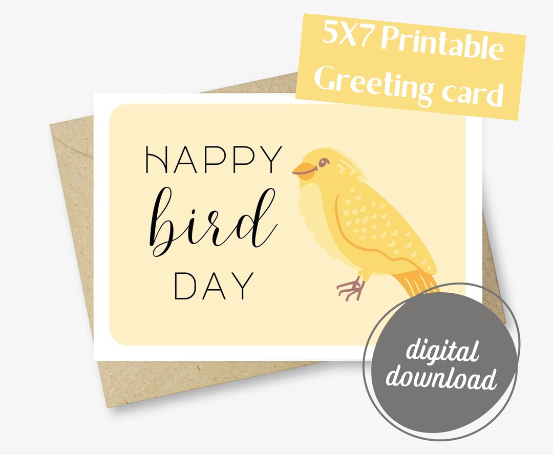 Happy Bird Day Birthday Card | Cute Yellow Bird Birthday Card ...