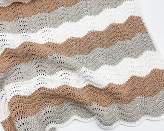 Knitted Baby Blanket, 100% Organic Cotton Baby Blanket for Newborn, Beige White for Baby, Baby Shower Gift - Newborn Sleeping Blanket