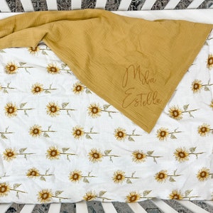 Personalized Baby Blanket with Name for Girl, New Baby Gift Girl, Summer blanket/Floral Muslin Blanket with Name, Baby Shower Gift Girl, 125