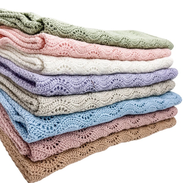 Knitted Baby Blanket, 100% Organic Cotton Baby Blanket for Newborn, Green Blanket for Baby, Baby Shower Gift - Newborn Sleeping Blanket