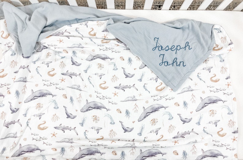 Personalized Baby Blanket, Muslin Blanket for Baby With Name, Cotton