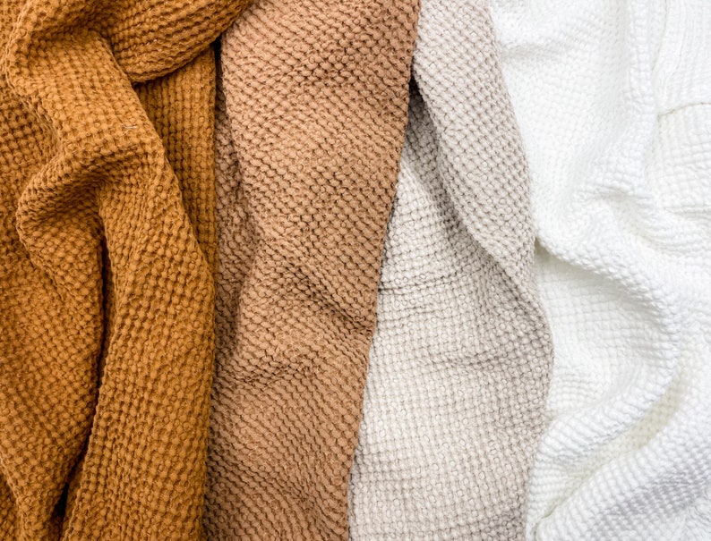 Baby Linen Waffle Blanket in Rust Color, Waffle Linen Summer Blanket
