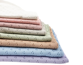 Knitted Baby Blanket, 100% Organic Cotton Baby Blanket for Newborn, Summer Blanket for Baby, Baby Shower Gift - Newborn Sleeping Blanket