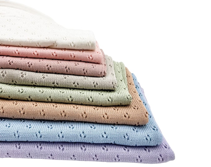 Knitted Baby Blanket, 100% Organic Cotton Baby Blanket for Newborn, Summer Blanket for Baby, Baby Shower Gift - Newborn Sleeping Blanket