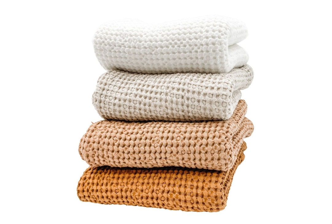 Baby Linen Waffle Blanket in Rust Color, Waffle Linen Summer Blanket